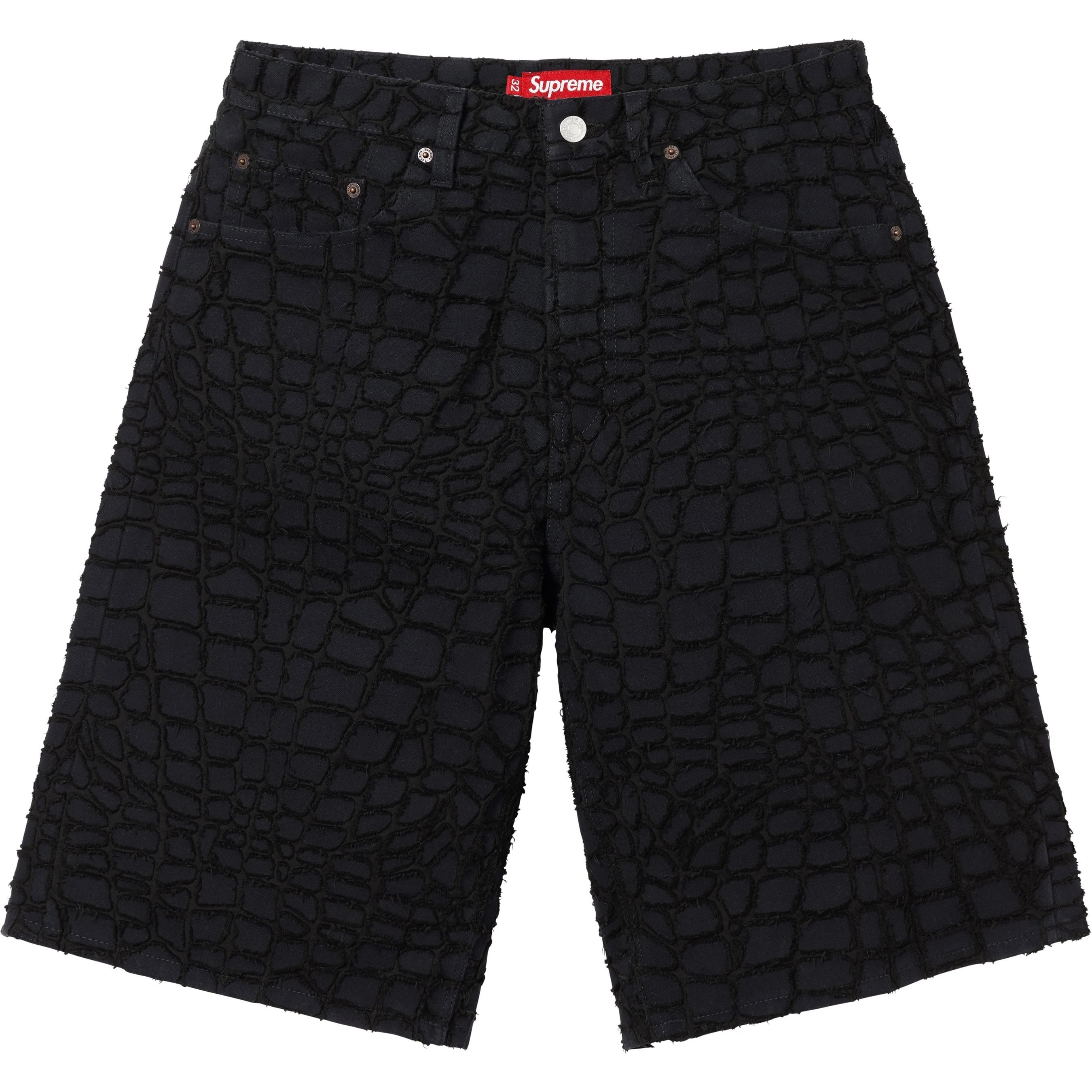 Frayed Croc Baggy Denim Short view 11